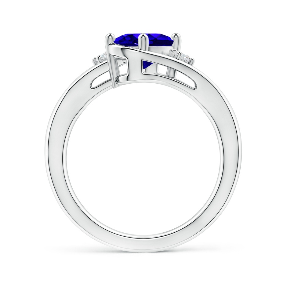 8x6mm AAAA Tanzanite and Diamond Split Shank Ring in White Gold side-1