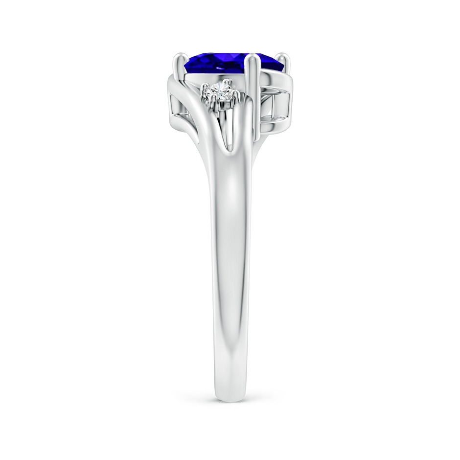 8x6mm AAAA Tanzanite and Diamond Split Shank Ring in White Gold side-2