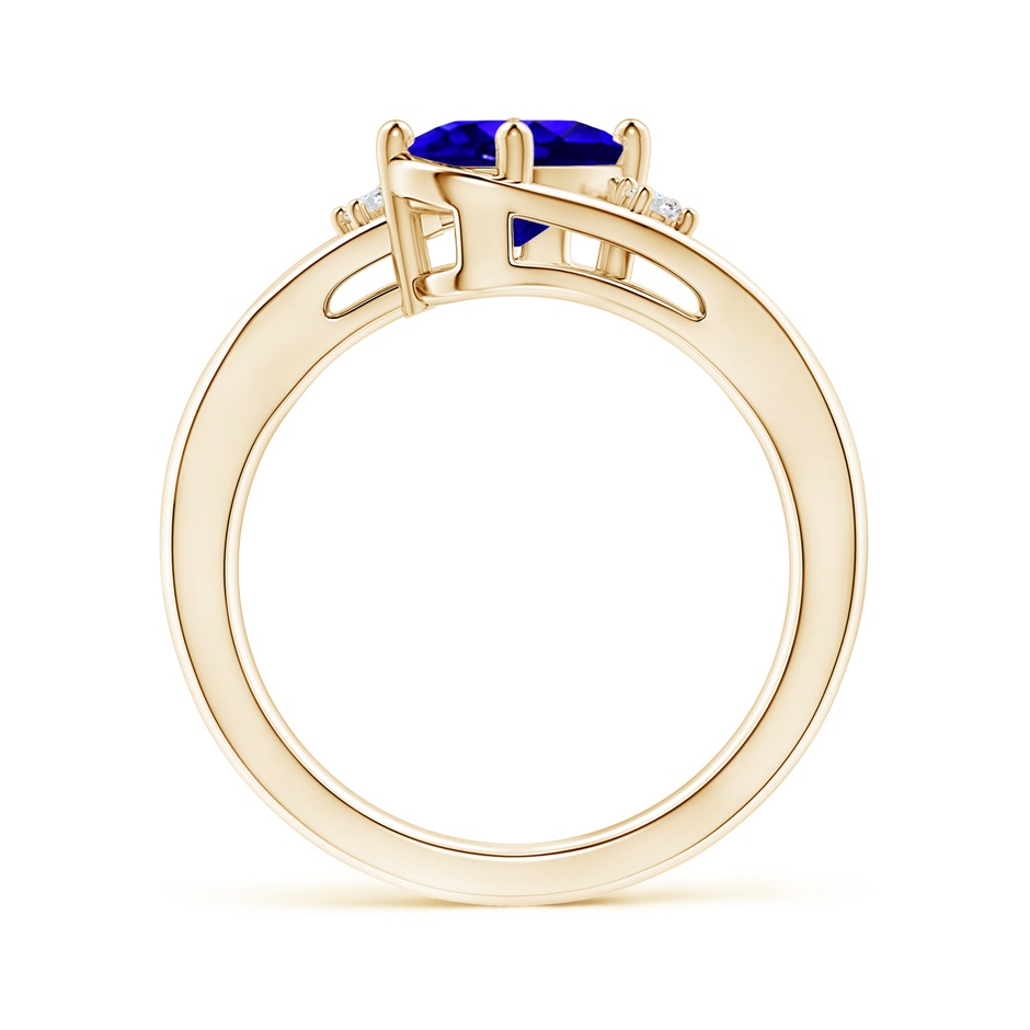 8x6mm AAAA Tanzanite and Diamond Split Shank Ring in Yellow Gold side-1