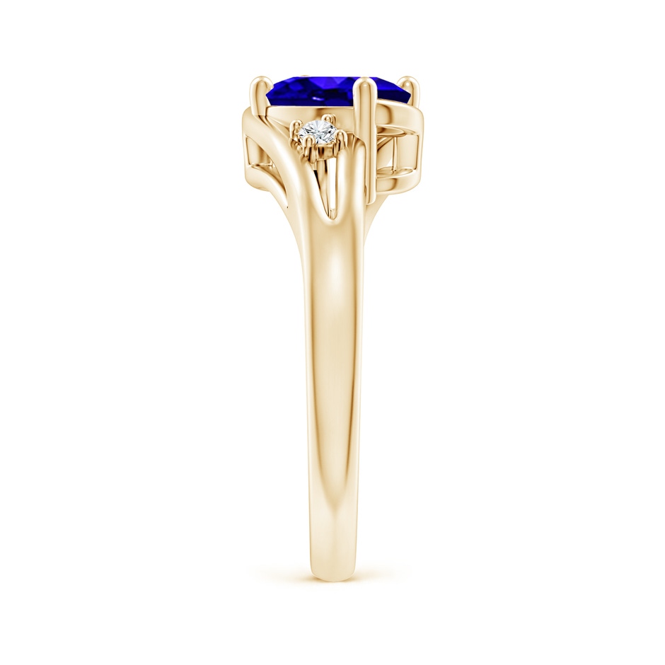 8x6mm AAAA Tanzanite and Diamond Split Shank Ring in Yellow Gold side-2