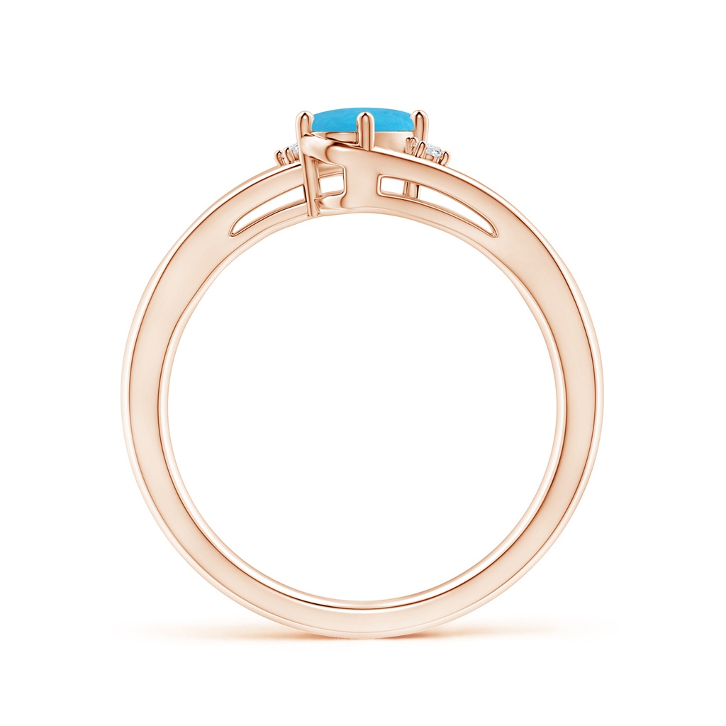 6x4mm A Turquoise and Diamond Split Shank Ring in Rose Gold - side_1