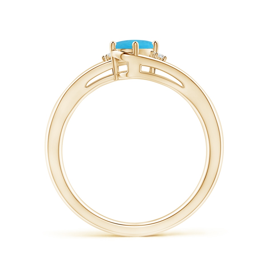 6x4mm A Turquoise and Diamond Split Shank Ring in Yellow Gold side-1