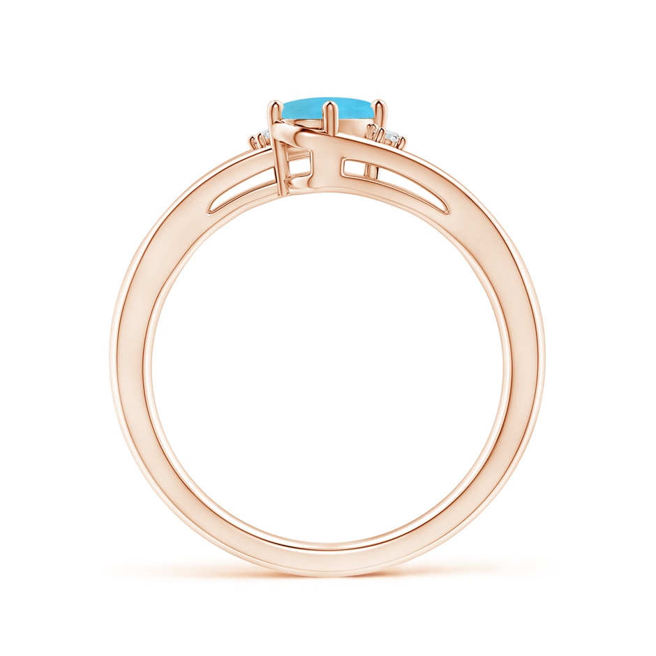 6x4mm AA Turquoise and Diamond Split Shank Ring in Rose Gold side-1