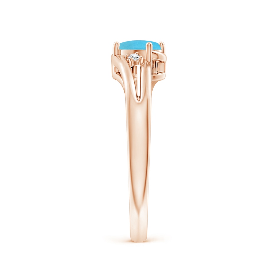 6x4mm AA Turquoise and Diamond Split Shank Ring in Rose Gold side-2