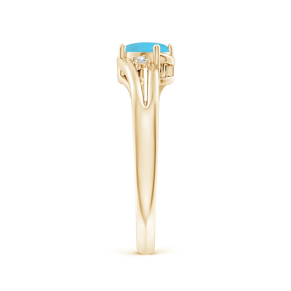 6x4mm AA Turquoise and Diamond Split Shank Ring in Yellow Gold side-2