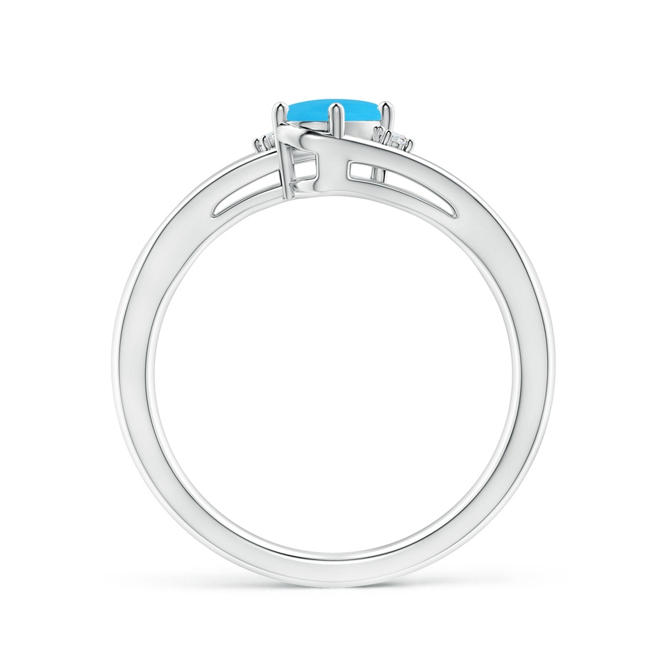 6x4mm AAA Turquoise and Diamond Split Shank Ring in White Gold side-1