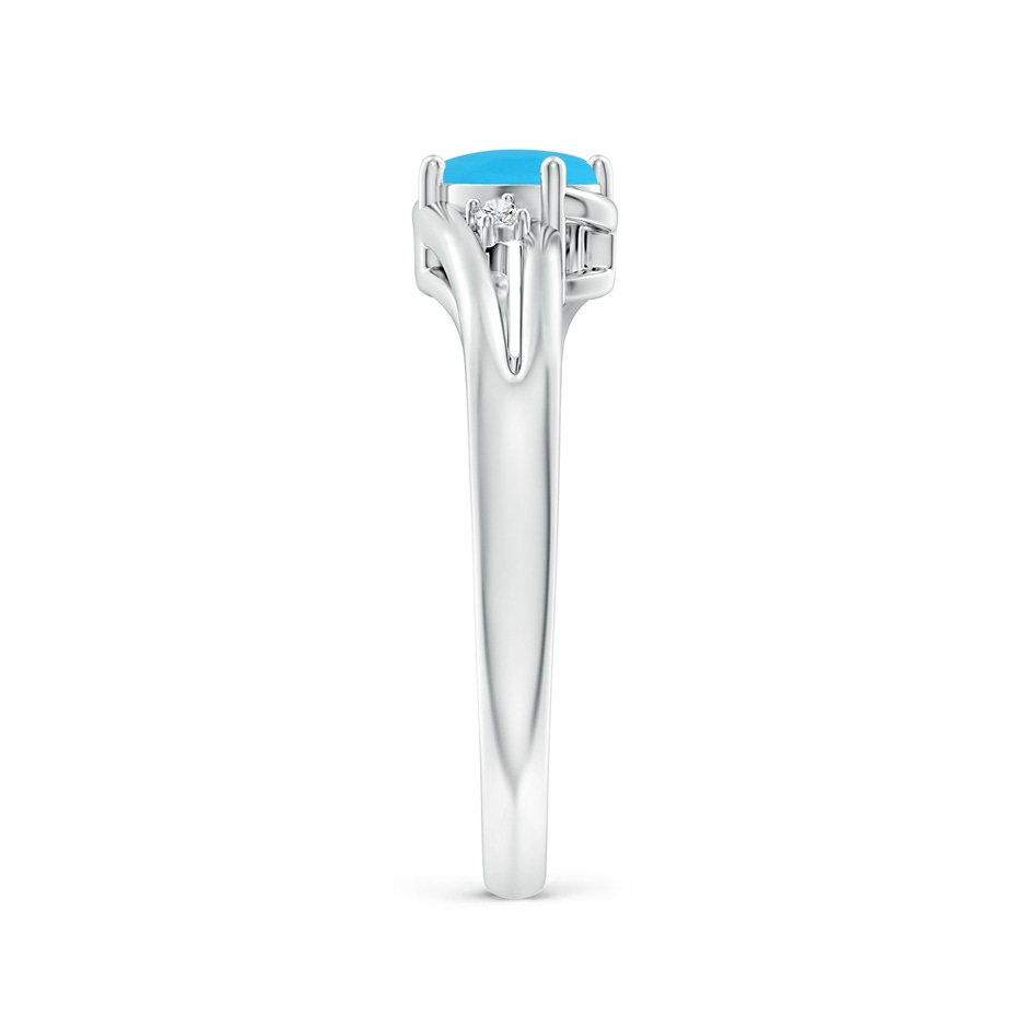 6x4mm AAA Turquoise and Diamond Split Shank Ring in White Gold side-2