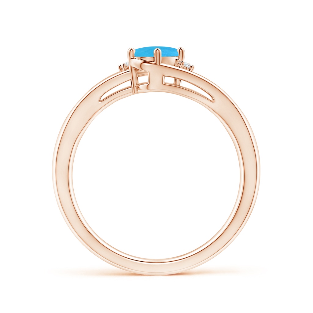 6x4mm AAAA Turquoise and Diamond Split Shank Ring in Rose Gold - side_1