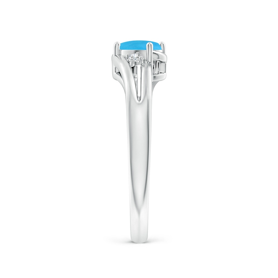 6x4mm AAAA Turquoise and Diamond Split Shank Ring in White Gold side-2