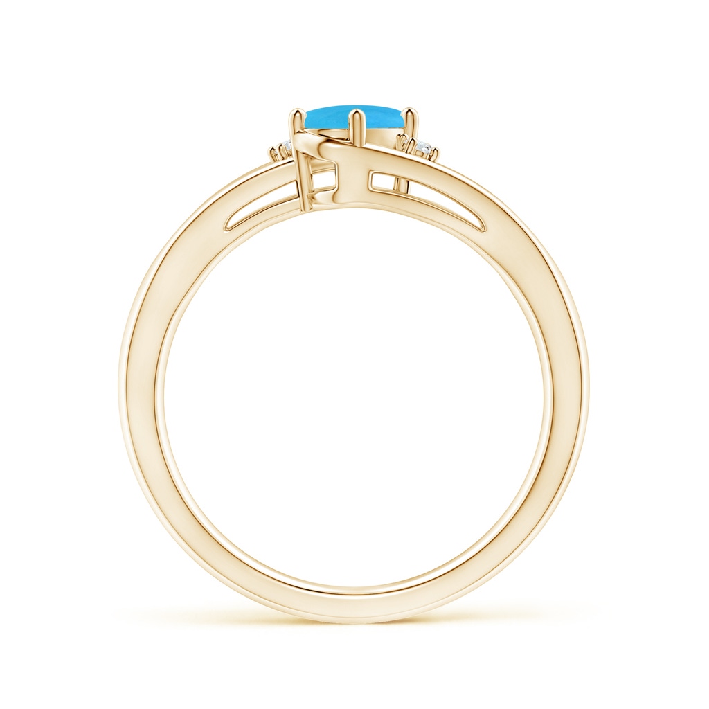 6x4mm AAAA Turquoise and Diamond Split Shank Ring in Yellow Gold - side_1
