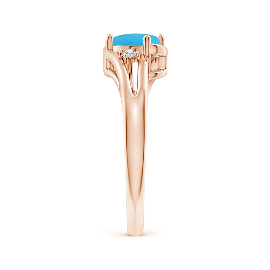7x5mm A Turquoise and Diamond Split Shank Ring in Rose Gold side-2
