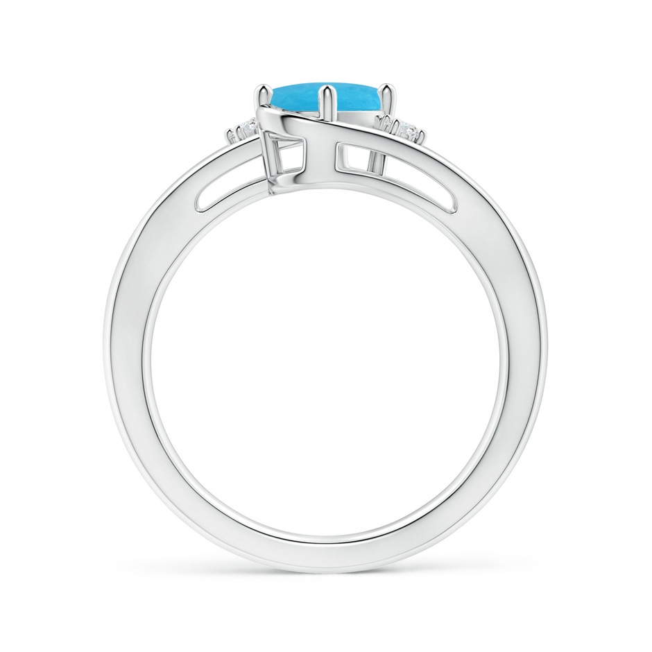 7x5mm A Turquoise and Diamond Split Shank Ring in White Gold side-1