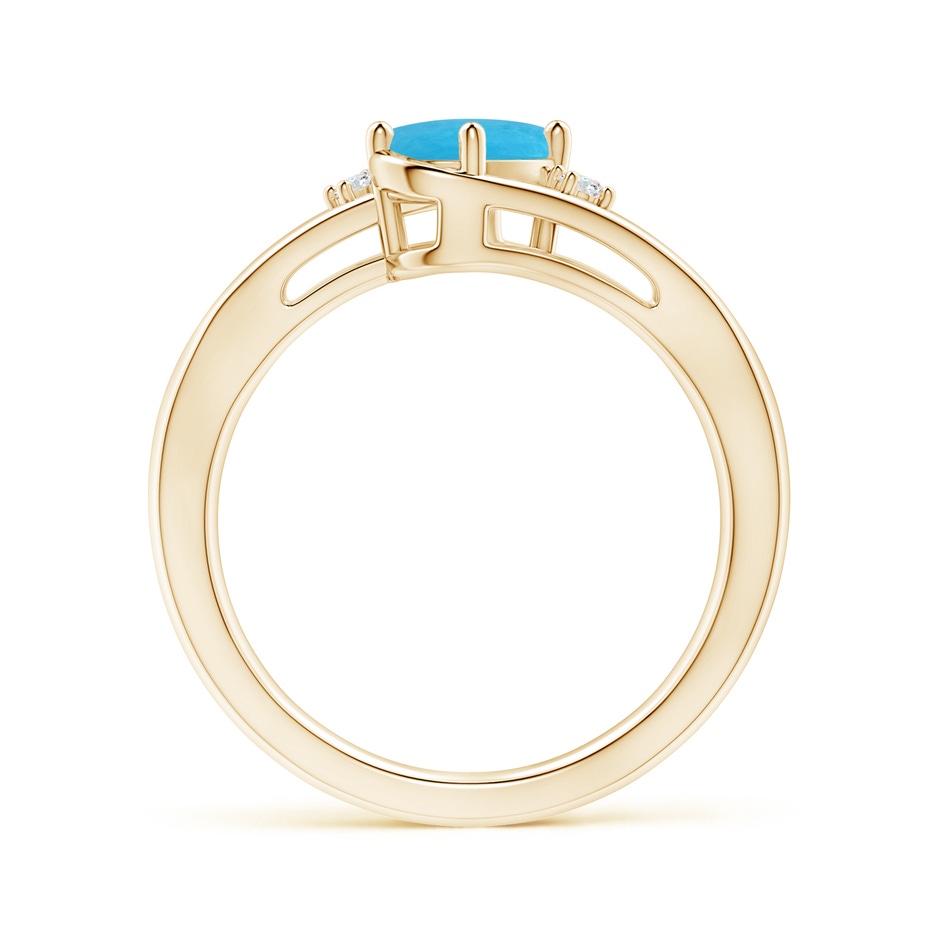 7x5mm A Turquoise and Diamond Split Shank Ring in Yellow Gold side-1