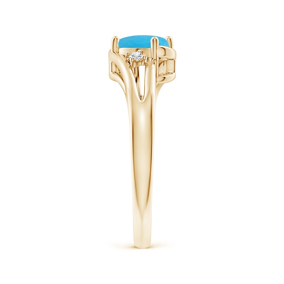 7x5mm A Turquoise and Diamond Split Shank Ring in Yellow Gold side-2