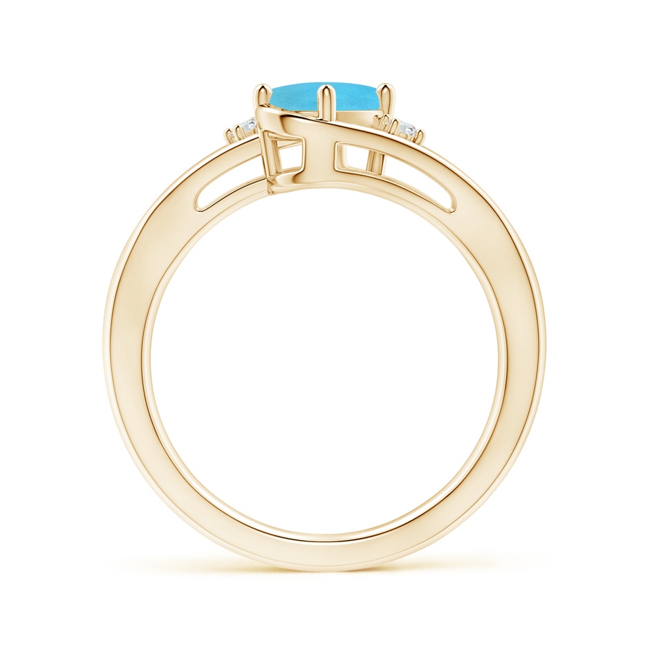 7x5mm AA Turquoise and Diamond Split Shank Ring in Yellow Gold side-1