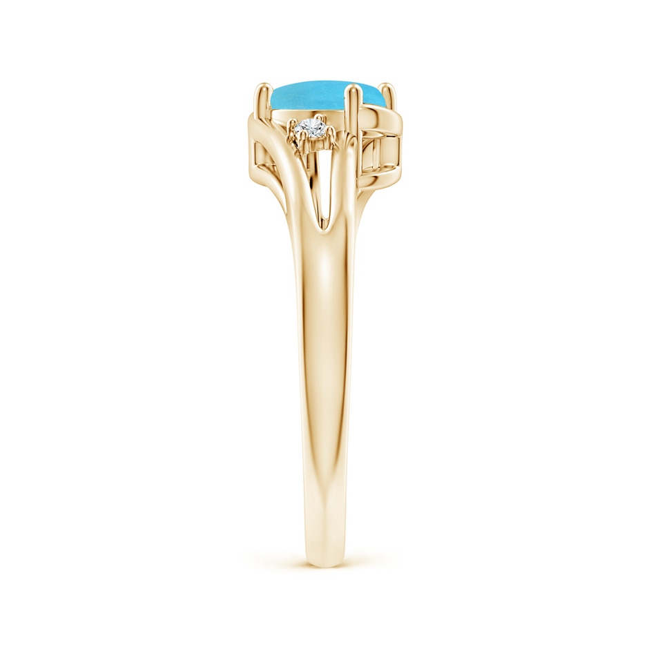 7x5mm AA Turquoise and Diamond Split Shank Ring in Yellow Gold side-2