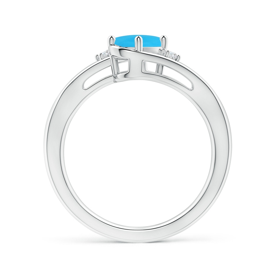 7x5mm AAA Turquoise and Diamond Split Shank Ring in White Gold side-1