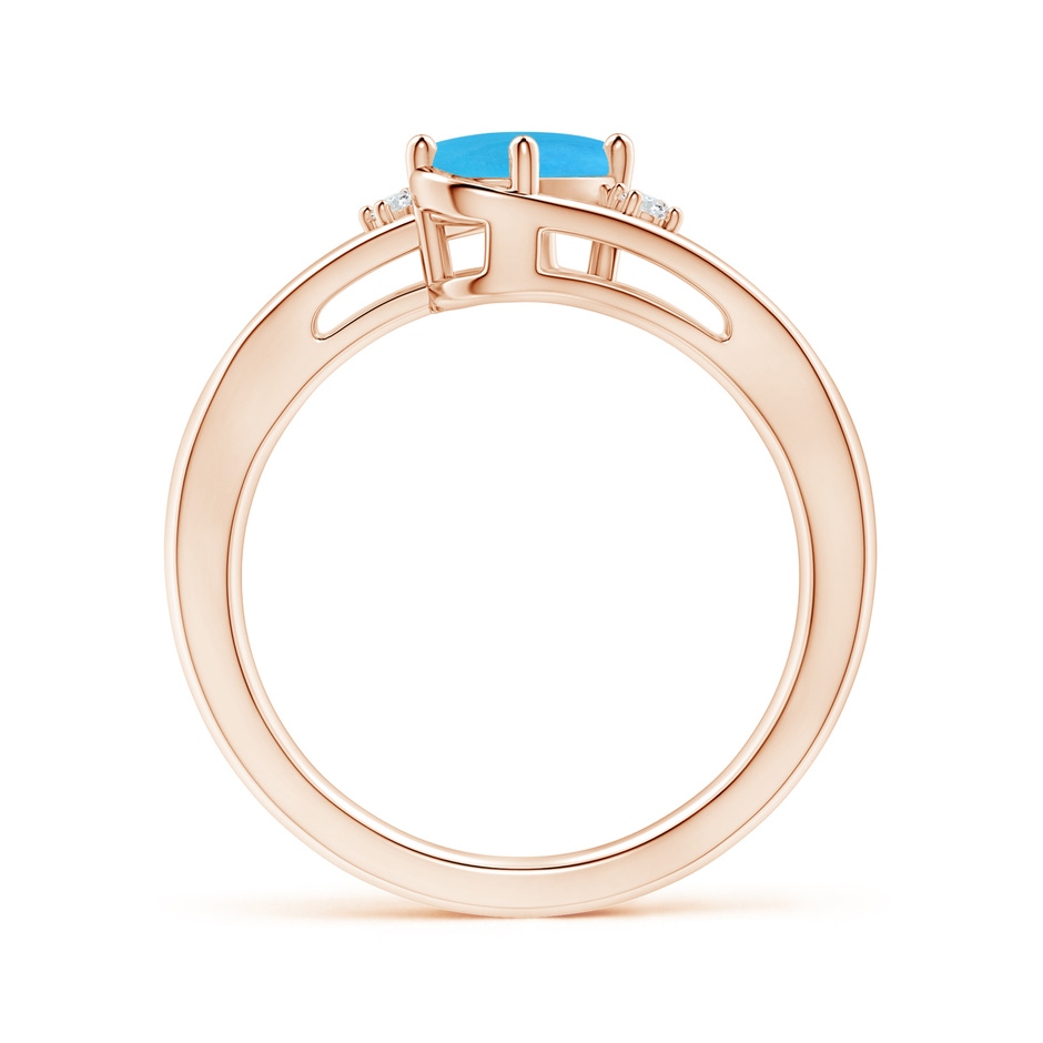 7x5mm AAAA Turquoise and Diamond Split Shank Ring in Rose Gold side-1