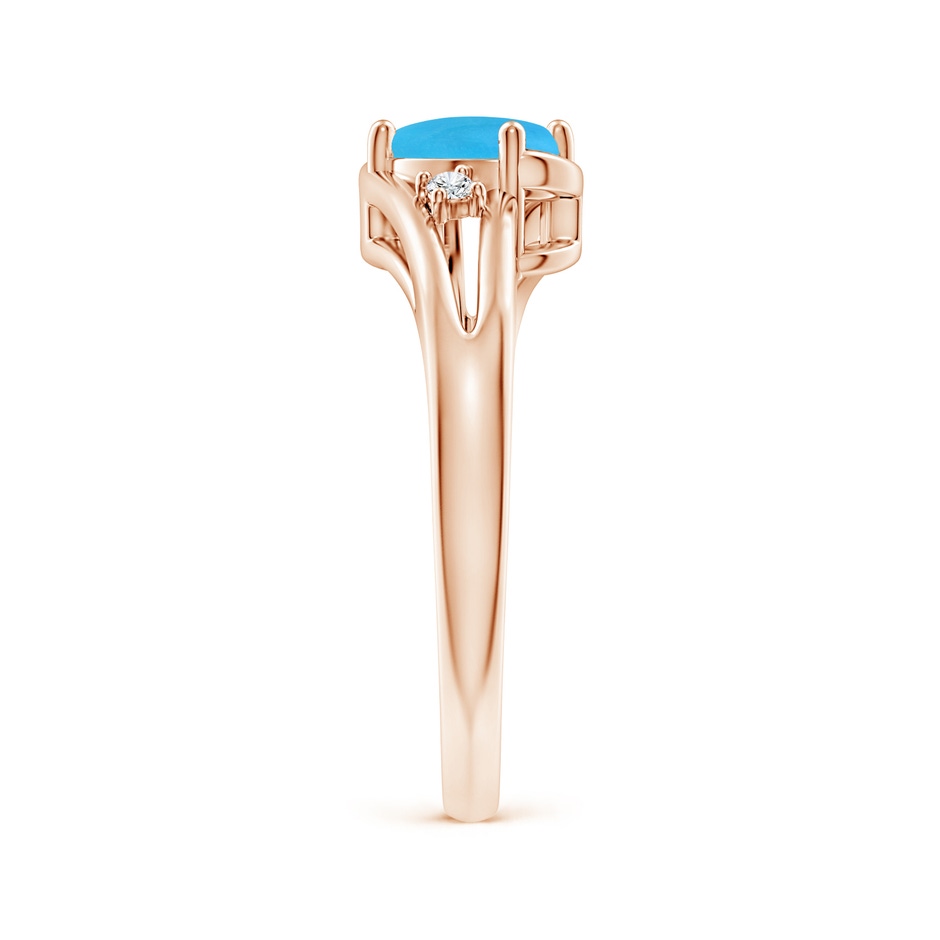7x5mm AAAA Turquoise and Diamond Split Shank Ring in Rose Gold side-2