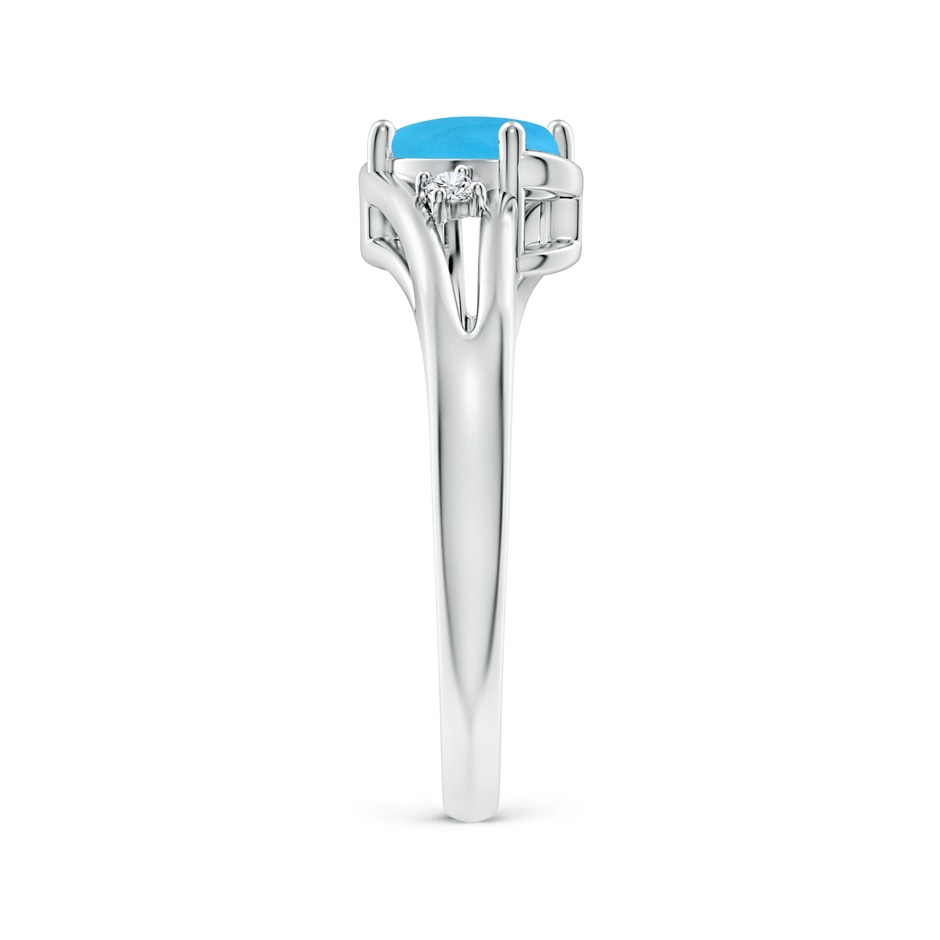 7x5mm AAAA Turquoise and Diamond Split Shank Ring in White Gold side-2