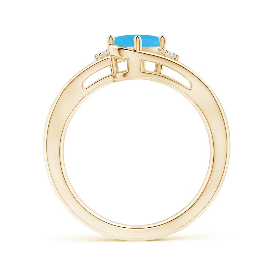 7x5mm AAAA Turquoise and Diamond Split Shank Ring in Yellow Gold side-1