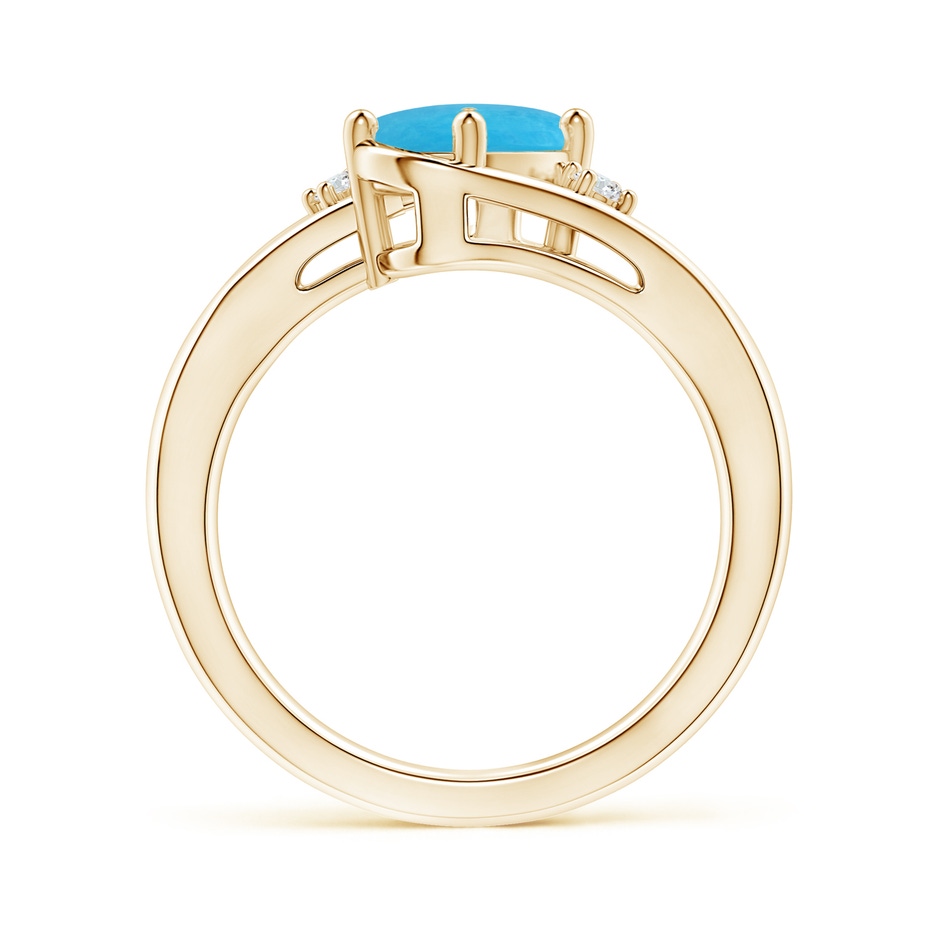 8x6mm A Turquoise and Diamond Split Shank Ring in Yellow Gold side-1