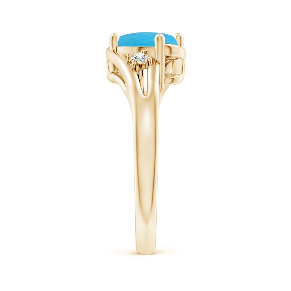 8x6mm A Turquoise and Diamond Split Shank Ring in Yellow Gold side-2
