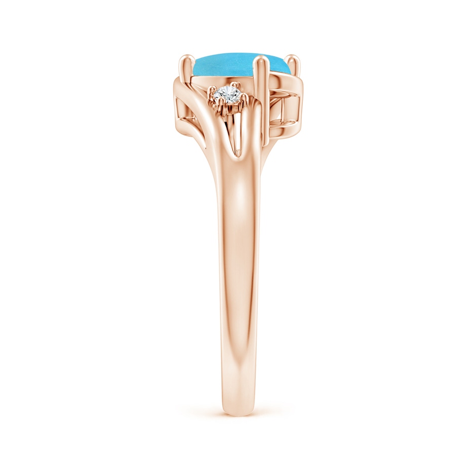 8x6mm AA Turquoise and Diamond Split Shank Ring in Rose Gold side-2