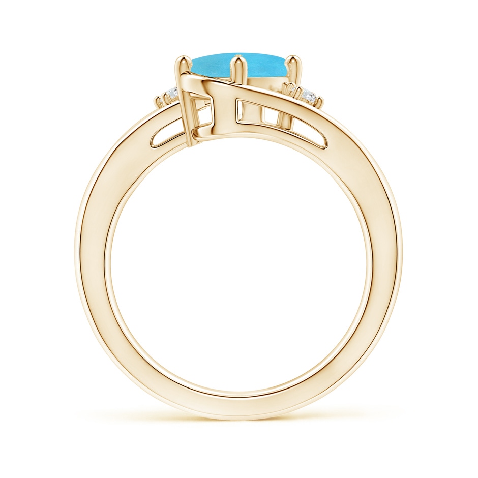 8x6mm AA Turquoise and Diamond Split Shank Ring in Yellow Gold side-1