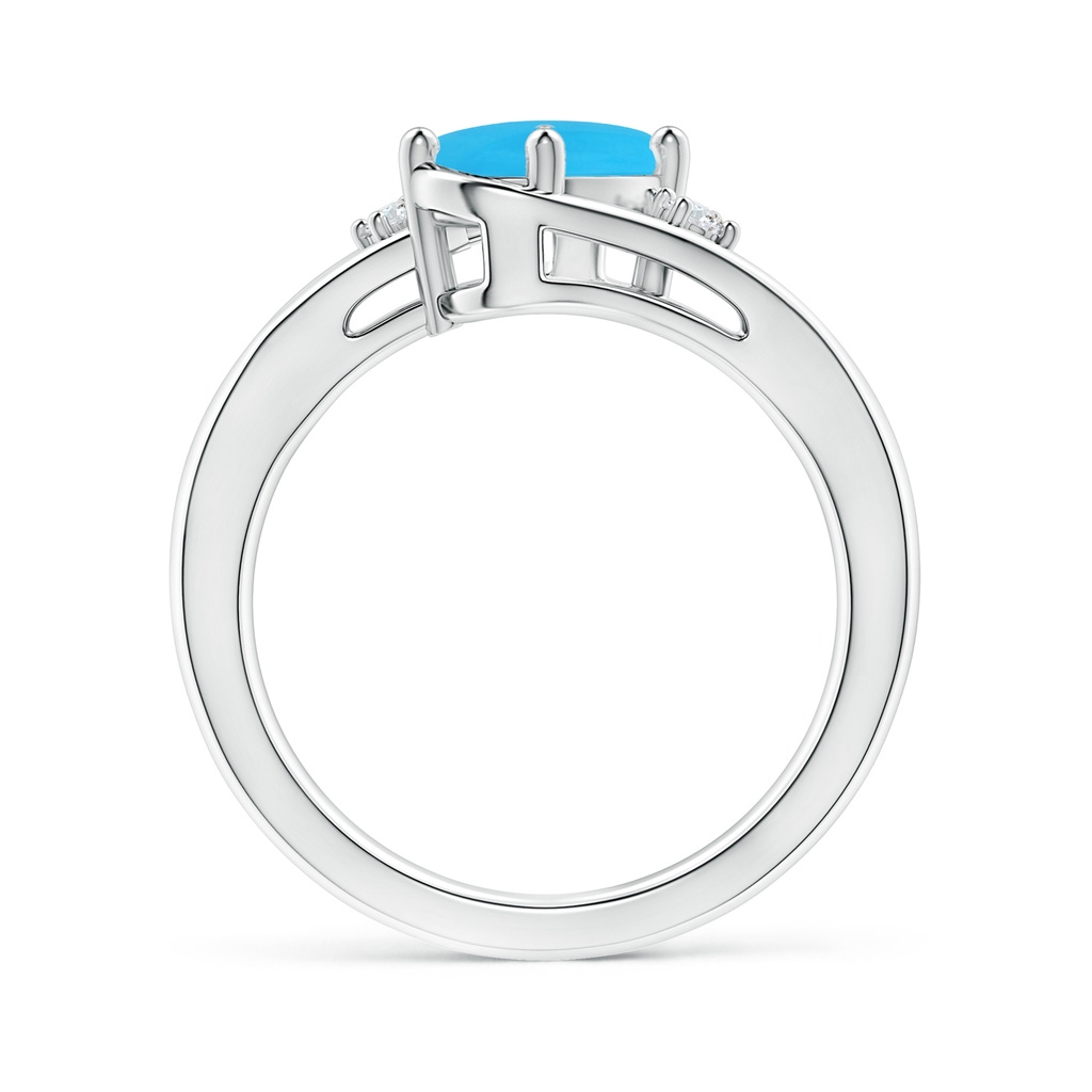 8x6mm AAA Turquoise and Diamond Split Shank Ring in White Gold - side_1