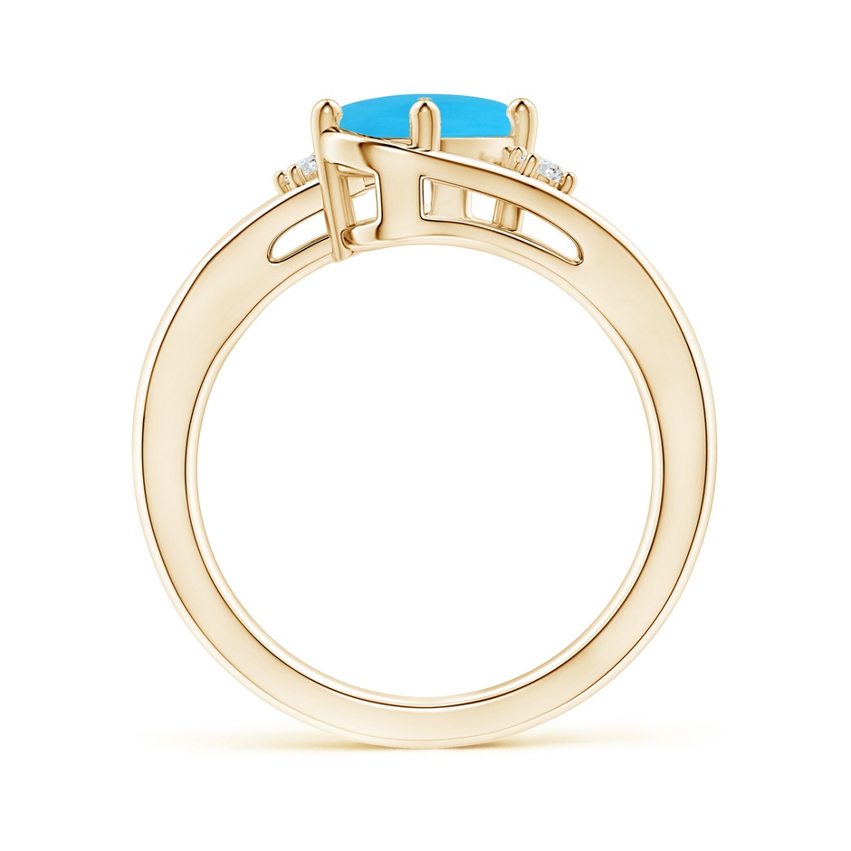 8x6mm AAA Turquoise and Diamond Split Shank Ring in Yellow Gold side-1