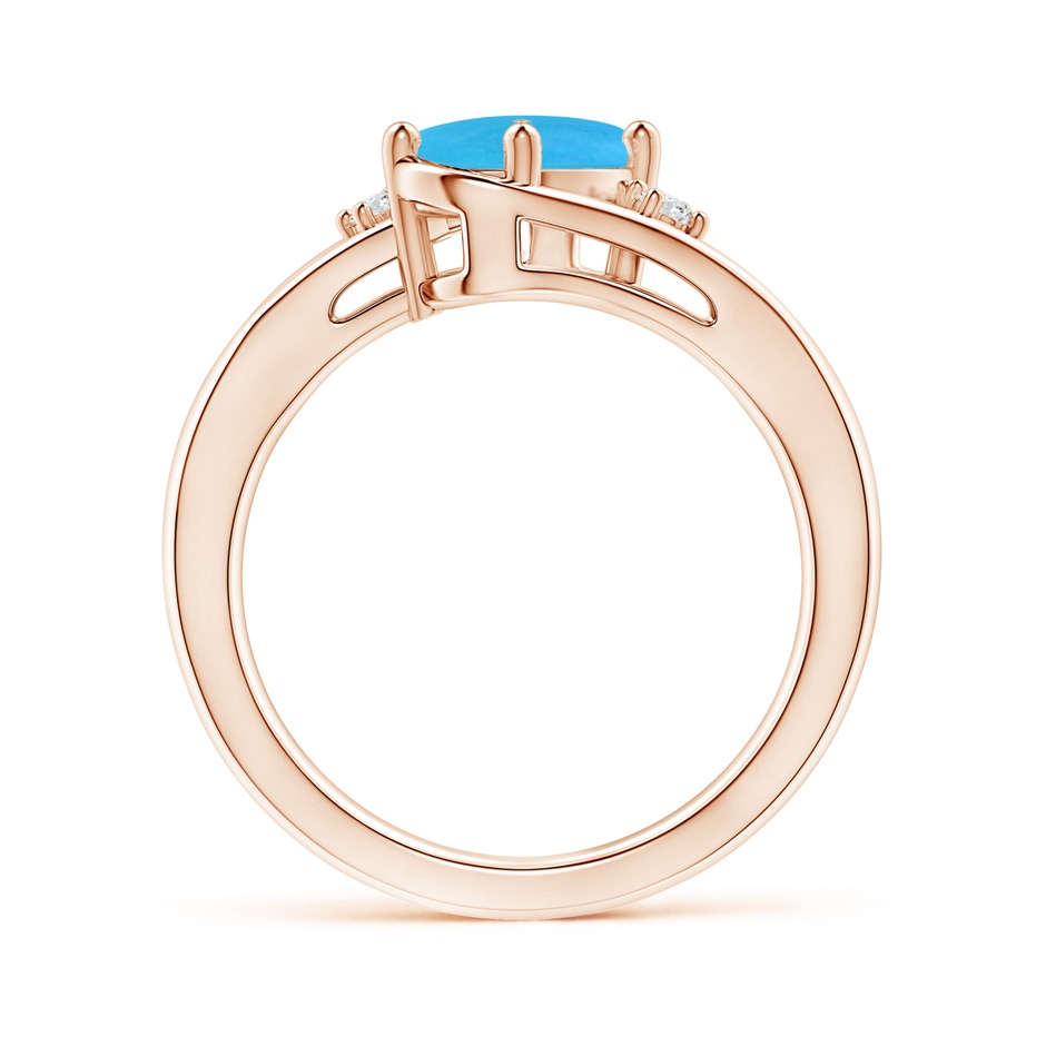 8x6mm AAAA Turquoise and Diamond Split Shank Ring in Rose Gold side-1