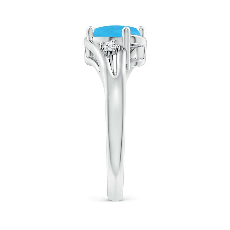 8x6mm AAAA Turquoise and Diamond Split Shank Ring in White Gold side-2