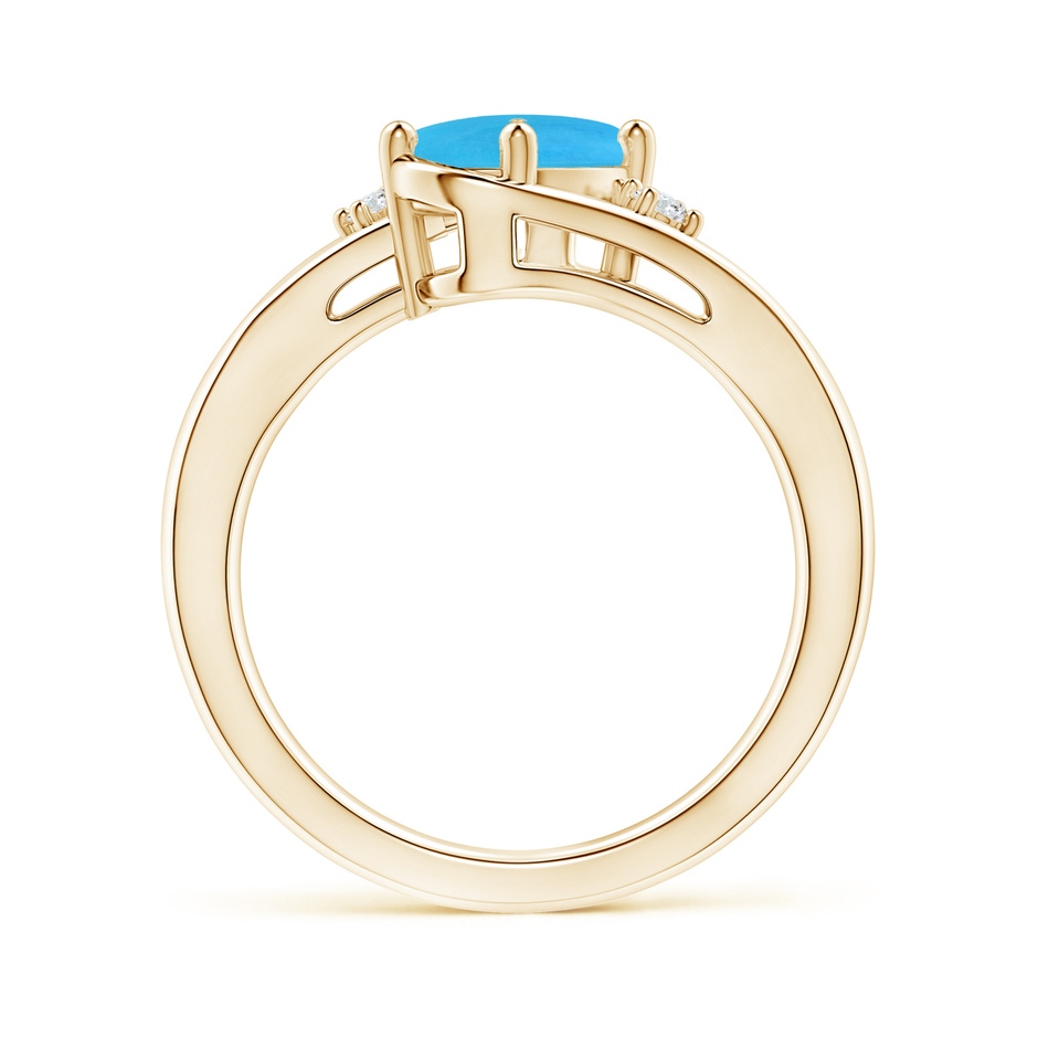8x6mm AAAA Turquoise and Diamond Split Shank Ring in Yellow Gold side-1