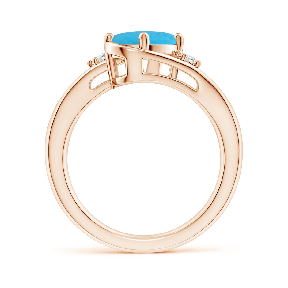 9x7mm A Turquoise and Diamond Split Shank Ring in Rose Gold side-1