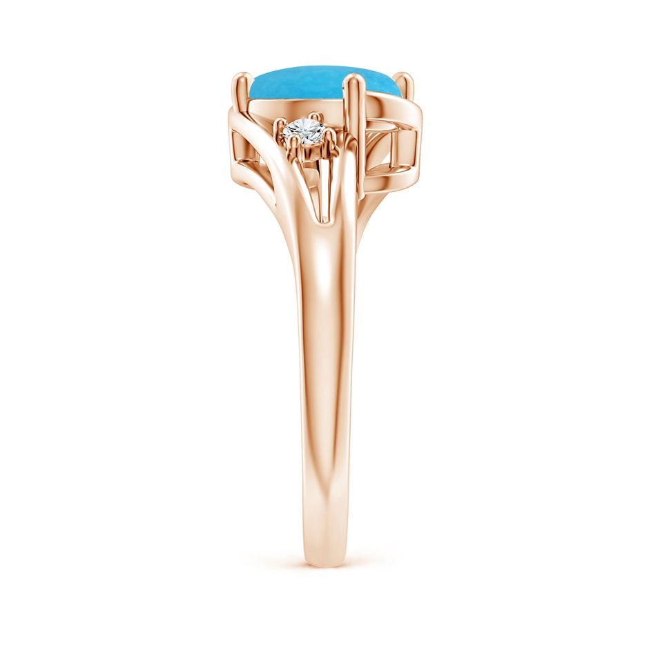 9x7mm A Turquoise and Diamond Split Shank Ring in Rose Gold side-2