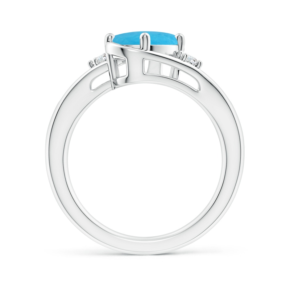 9x7mm A Turquoise and Diamond Split Shank Ring in White Gold side-1