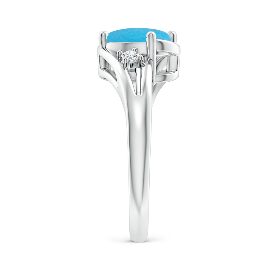 9x7mm A Turquoise and Diamond Split Shank Ring in White Gold side-2