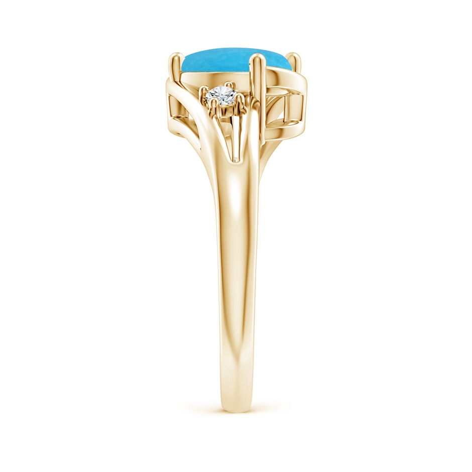9x7mm A Turquoise and Diamond Split Shank Ring in Yellow Gold side-2