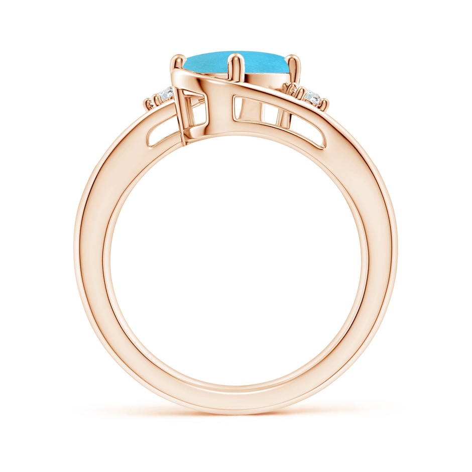 9x7mm AA Turquoise and Diamond Split Shank Ring in Rose Gold side-1