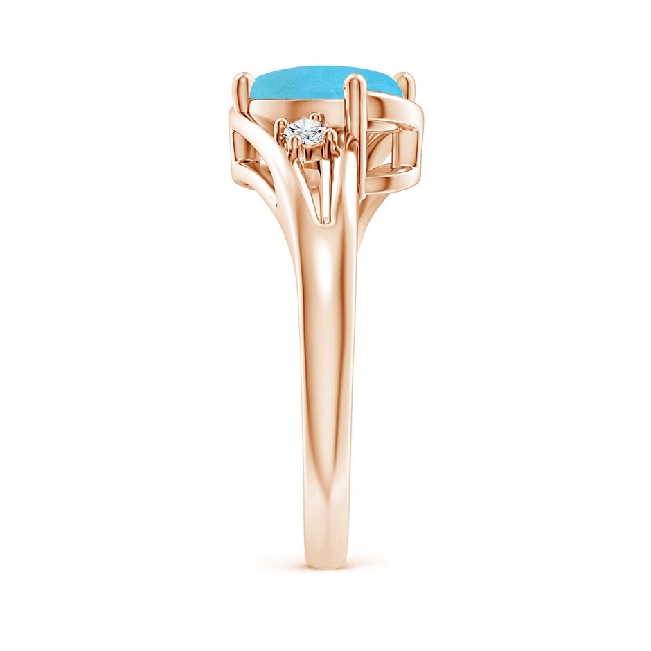 9x7mm AA Turquoise and Diamond Split Shank Ring in Rose Gold side-2