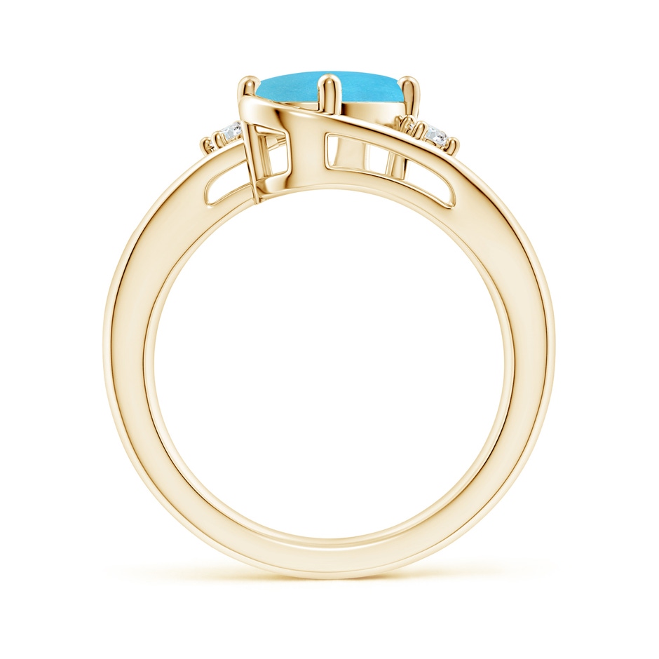 9x7mm AA Turquoise and Diamond Split Shank Ring in Yellow Gold side-1