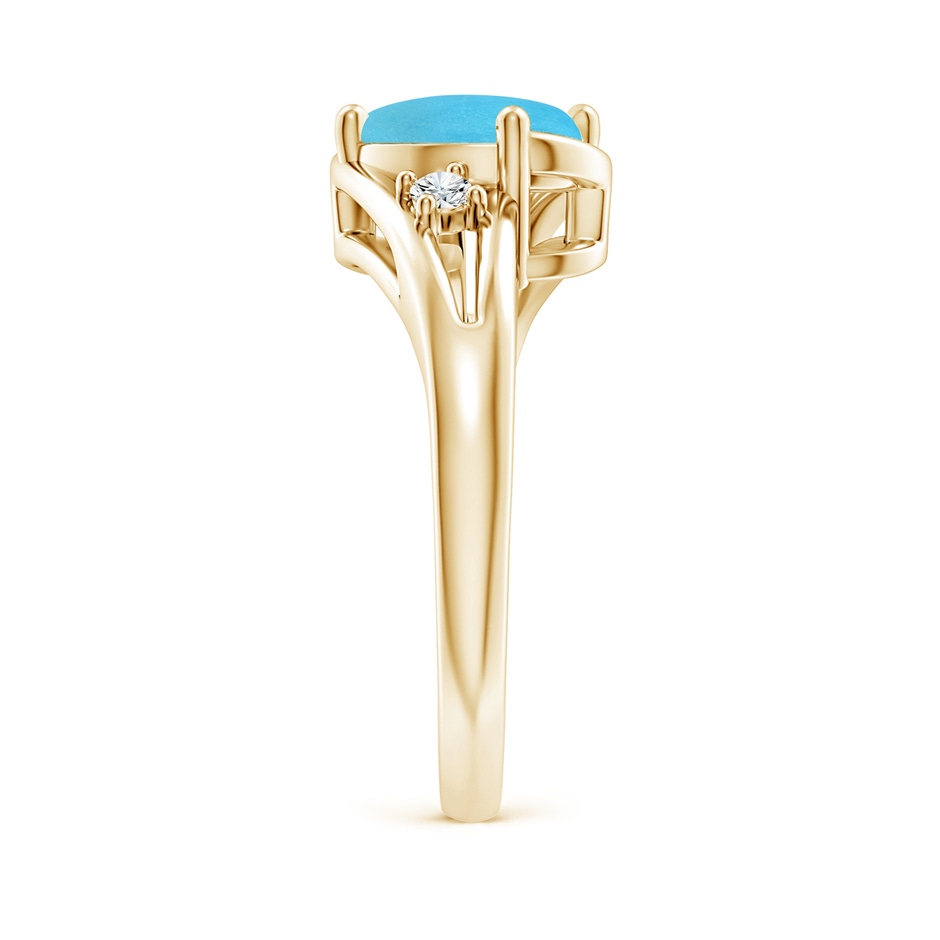 9x7mm AA Turquoise and Diamond Split Shank Ring in Yellow Gold side-2