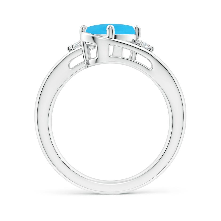 9x7mm AAA Turquoise and Diamond Split Shank Ring in White Gold side-1