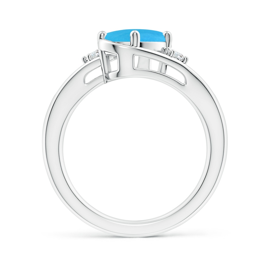 9x7mm AAAA Turquoise and Diamond Split Shank Ring in White Gold side-1