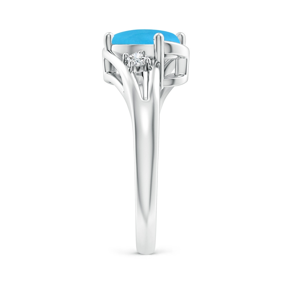 9x7mm AAAA Turquoise and Diamond Split Shank Ring in White Gold side-2