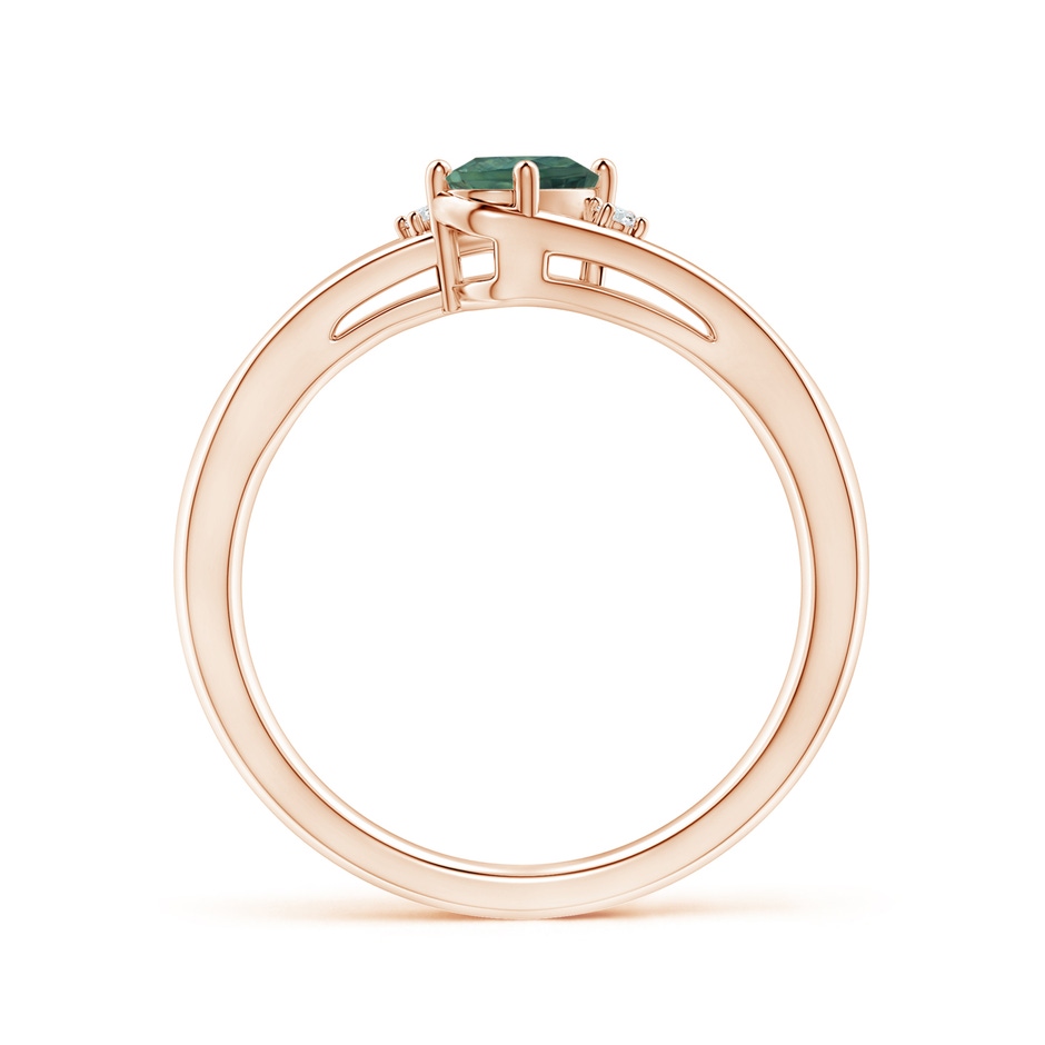 6x4mm AA Teal Montana Sapphire and Diamond Split Shank Ring in Rose Gold side-1