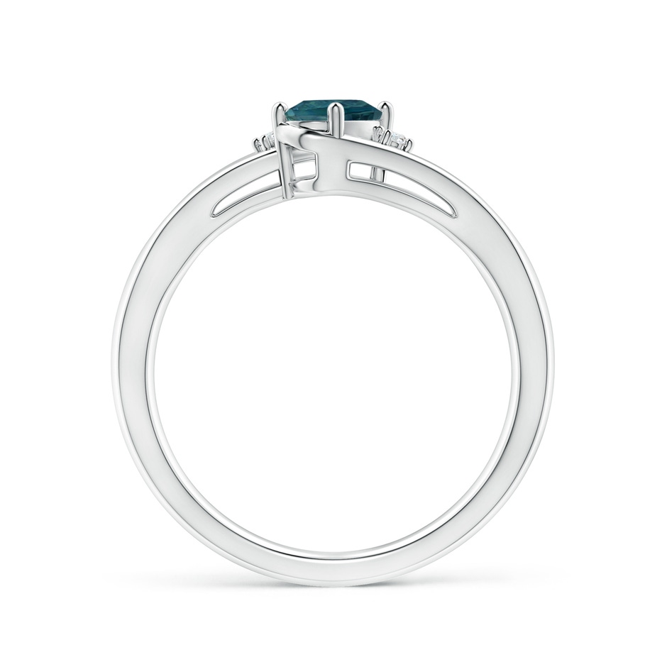 6x4mm AAA Teal Montana Sapphire and Diamond Split Shank Ring in P950 Platinum side-1