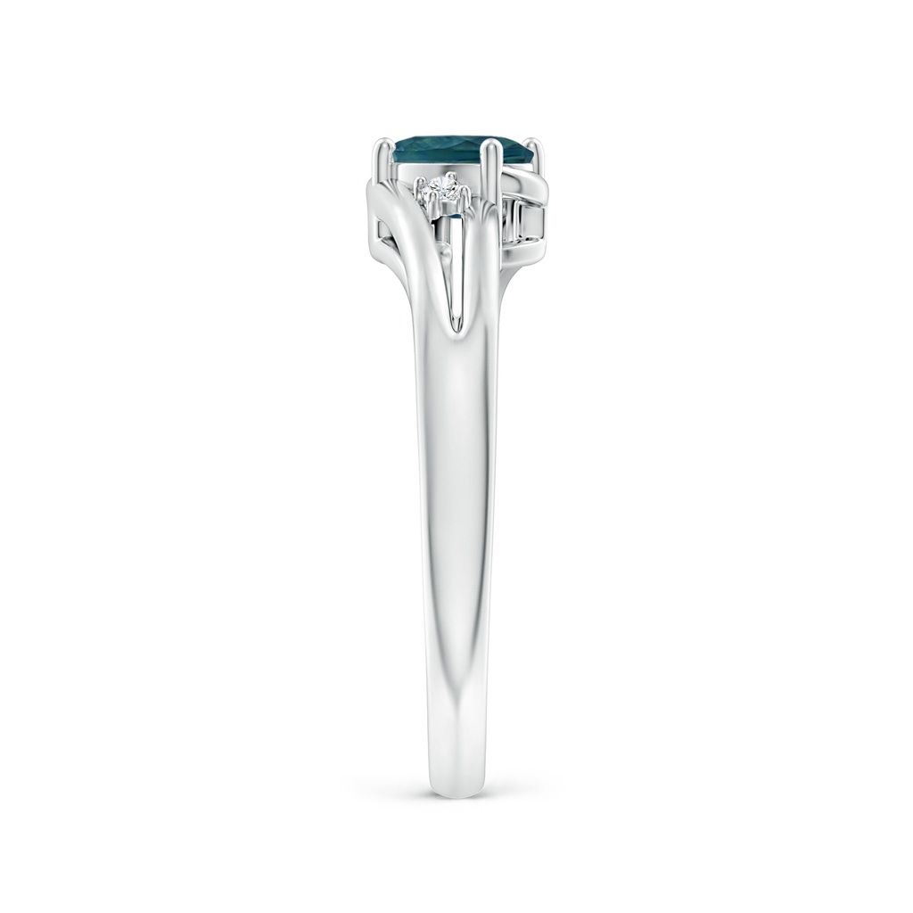 6x4mm AAA Teal Montana Sapphire and Diamond Split Shank Ring in P950 Platinum Side-2