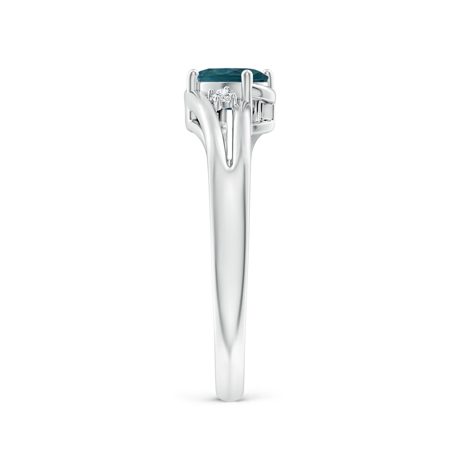 6x4mm AAA Teal Montana Sapphire and Diamond Split Shank Ring in P950 Platinum side-2